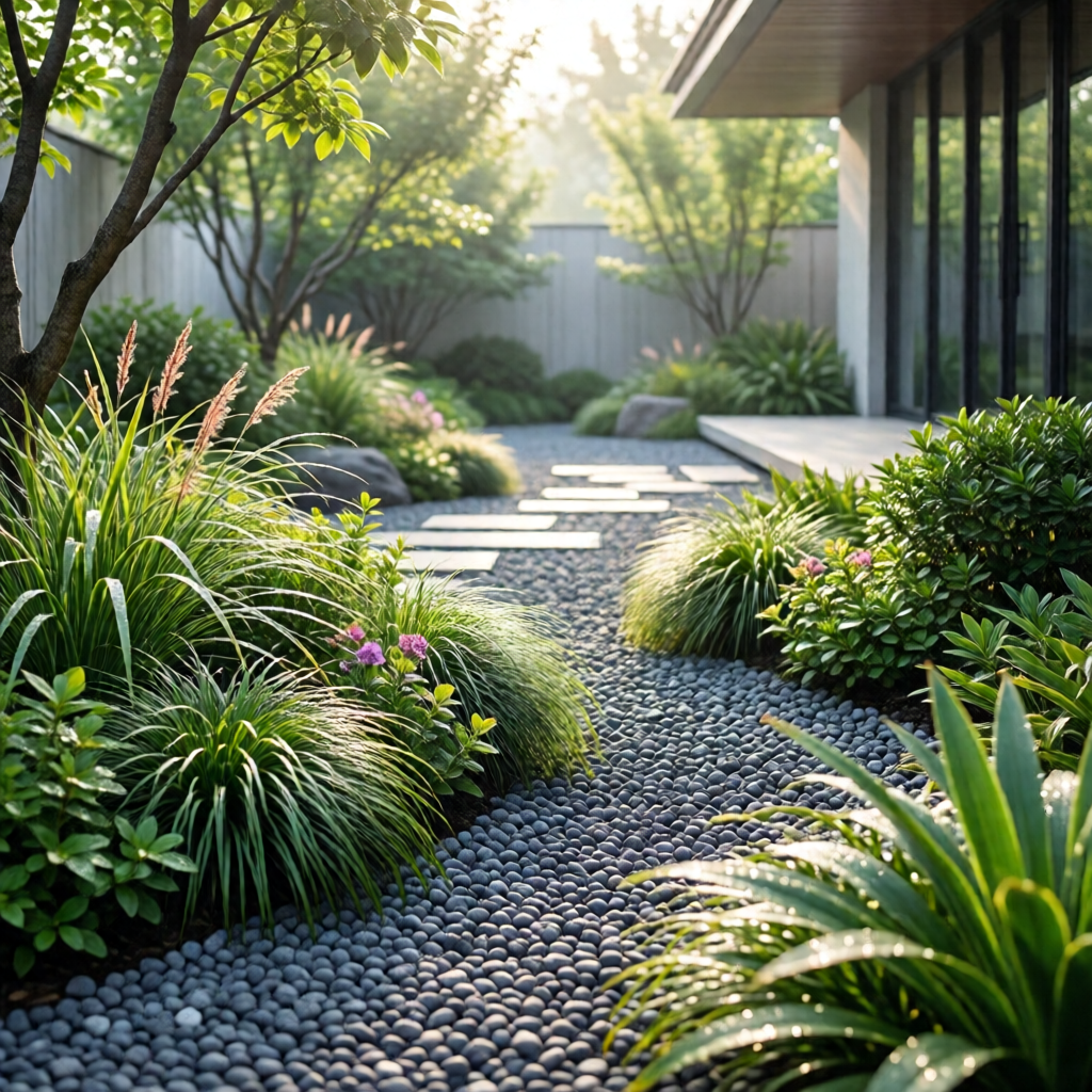 modern garden design with gravel - garden tips and ideas