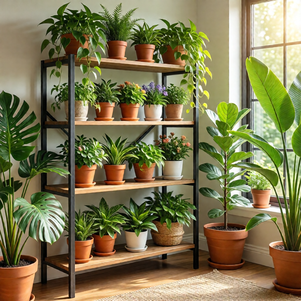 indoor plant shelf ideas and styling - garden ideas and inspiration