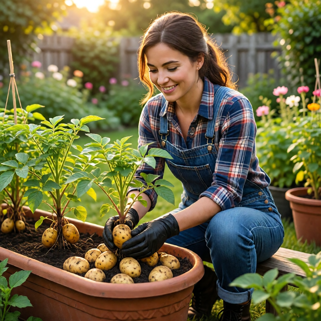 how to grow potatoes in containers - garden tips and ideas