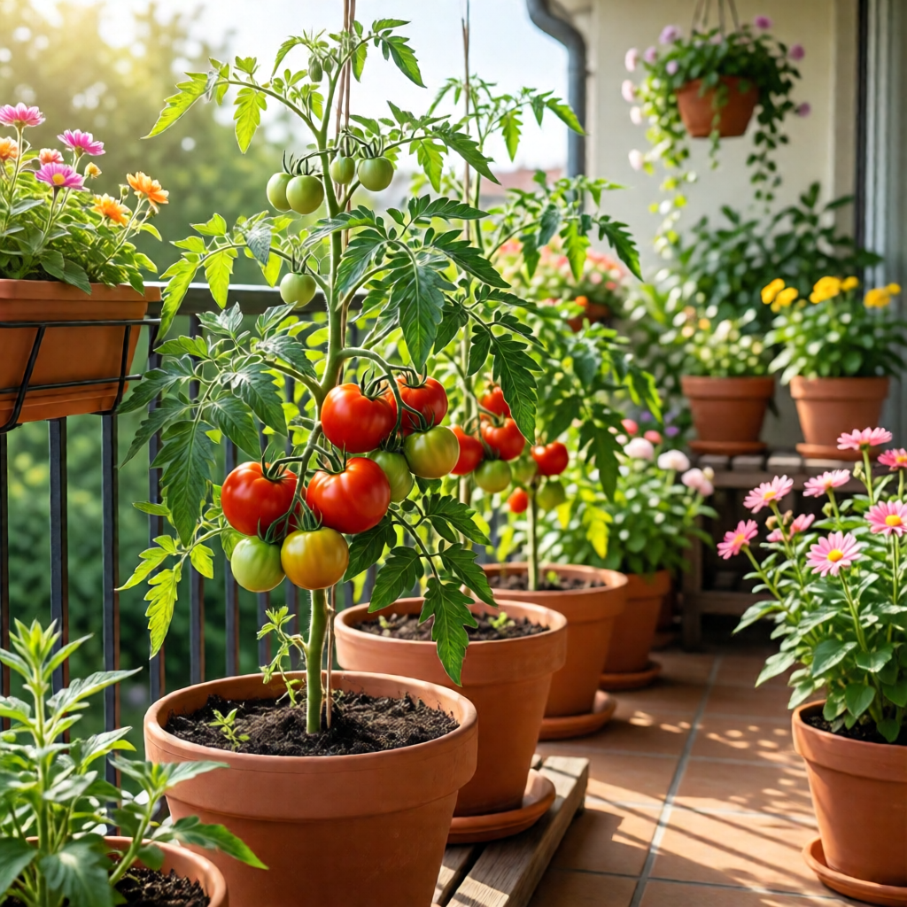 growing tomatoes in pots on balcony - garden ideas and inspiration
