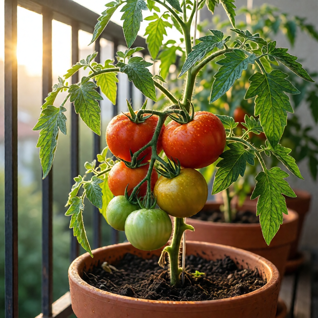 growing tomatoes in pots on balcony - garden tips and ideas