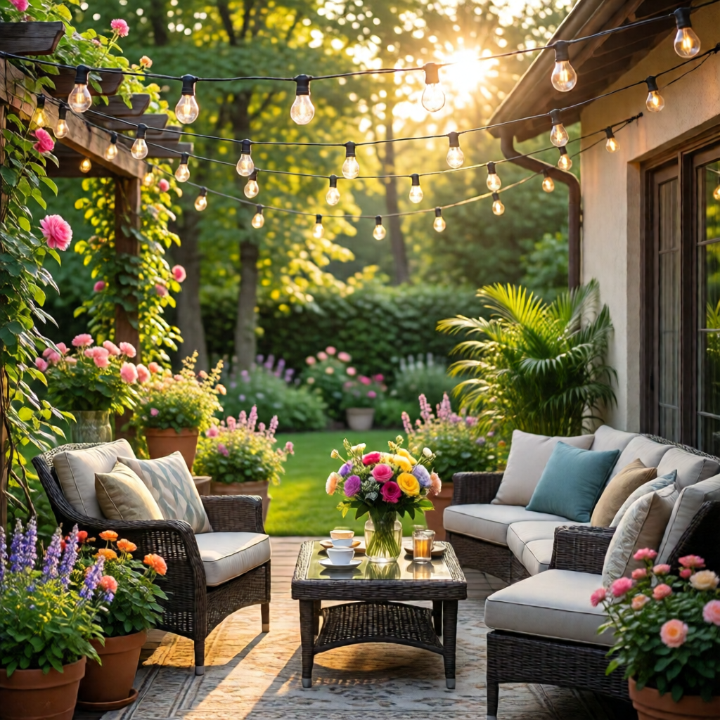 outdoor string light ideas for patio - garden ideas and inspiration