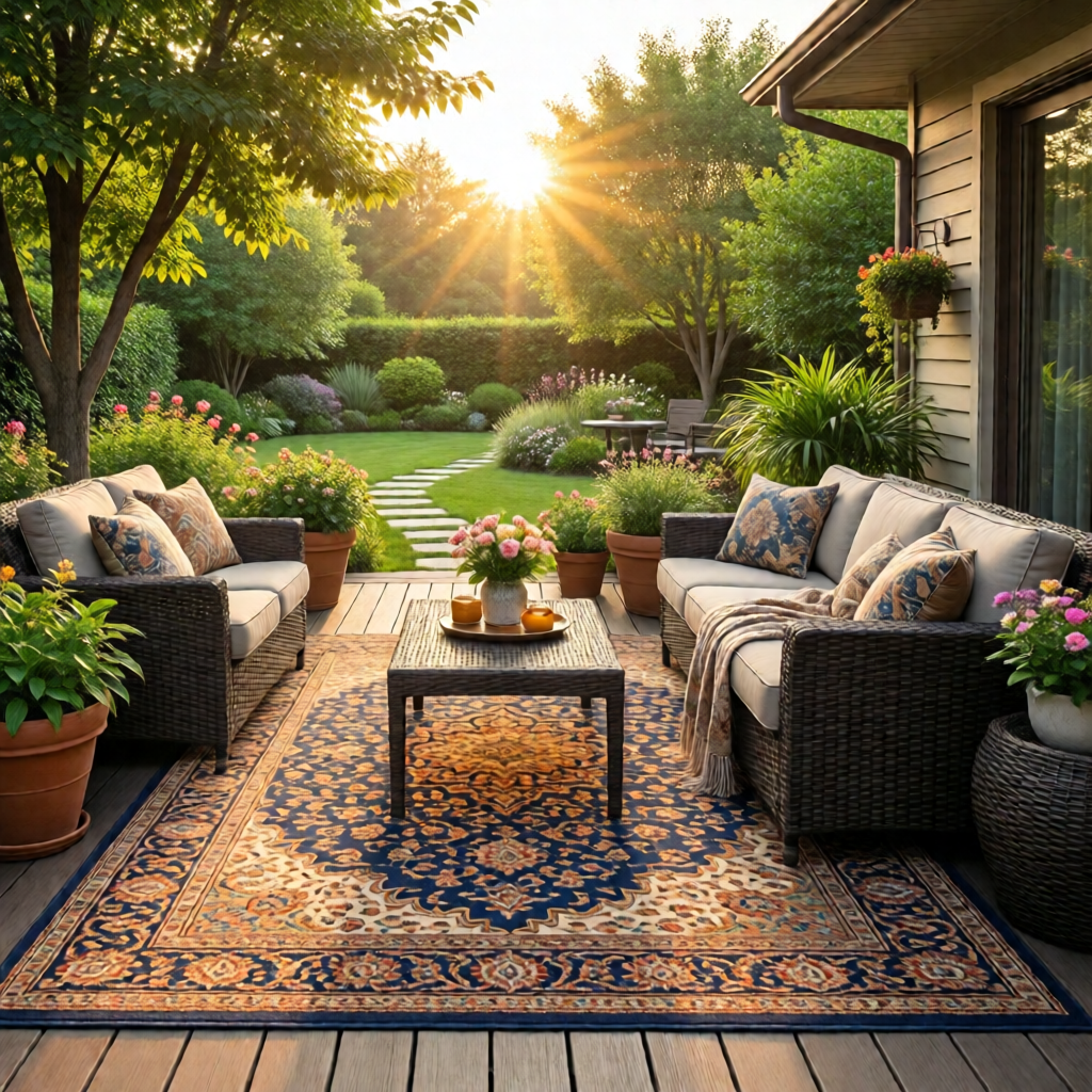 outdoor rug ideas for patio and deck - garden tips and ideas