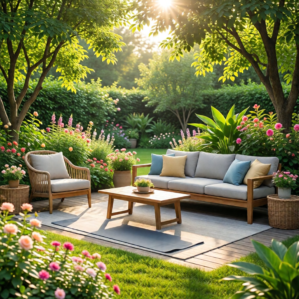 outdoor yoga space garden setup - garden ideas and inspiration