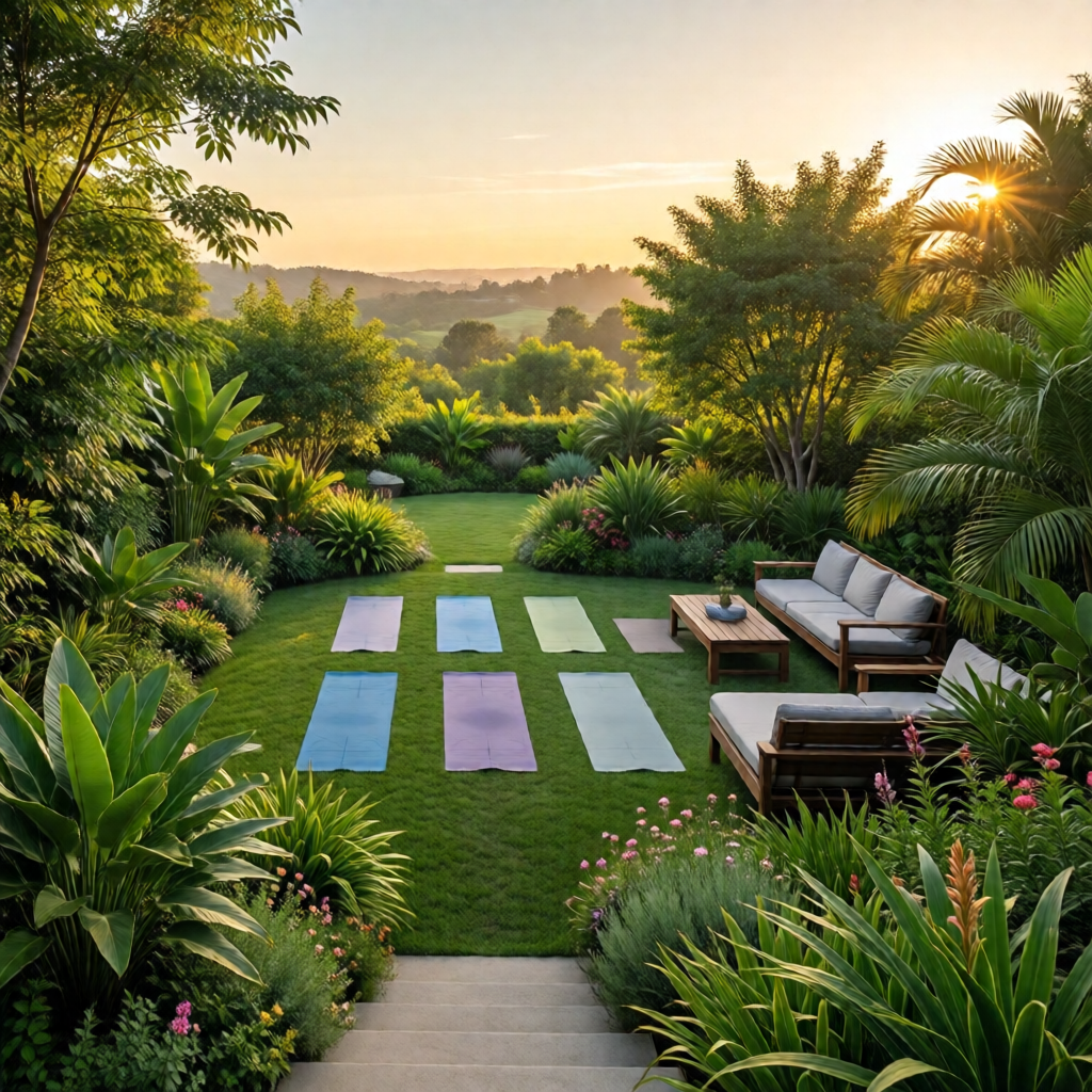 outdoor yoga space garden setup - garden tips and ideas