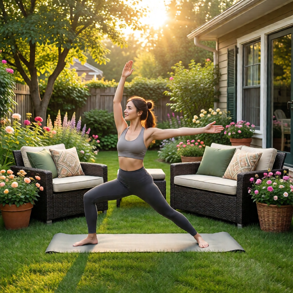 outdoor yoga space garden setup - garden tips and ideas