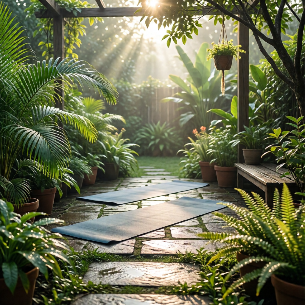 outdoor yoga space garden setup - garden tips and ideas