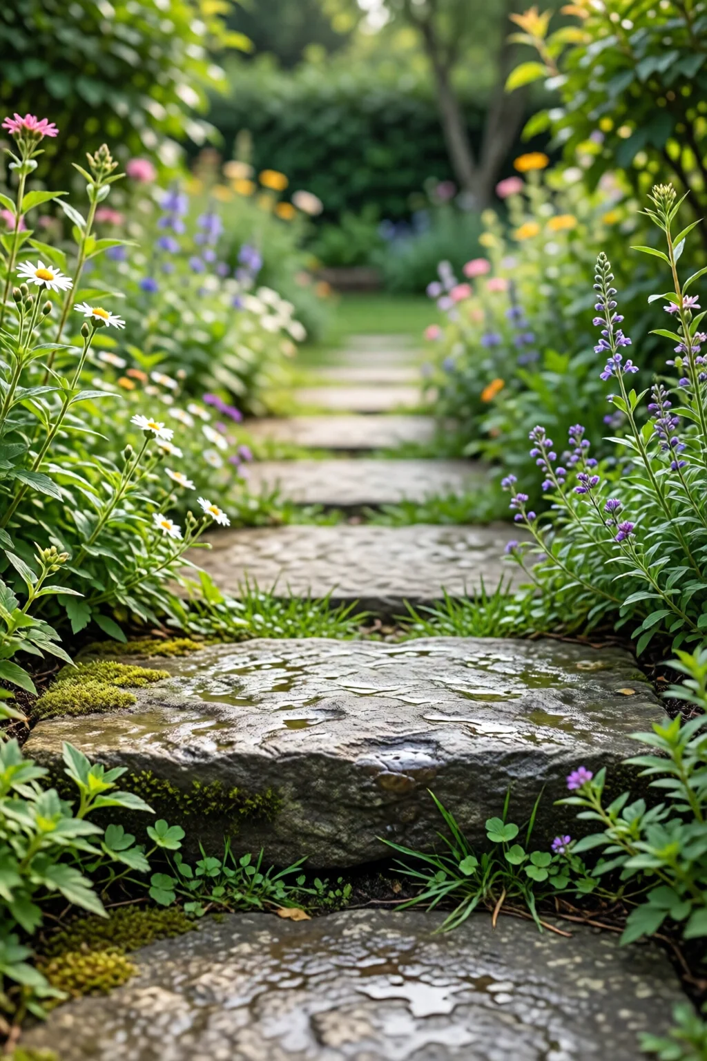 garden pathway ideas with stepping stones