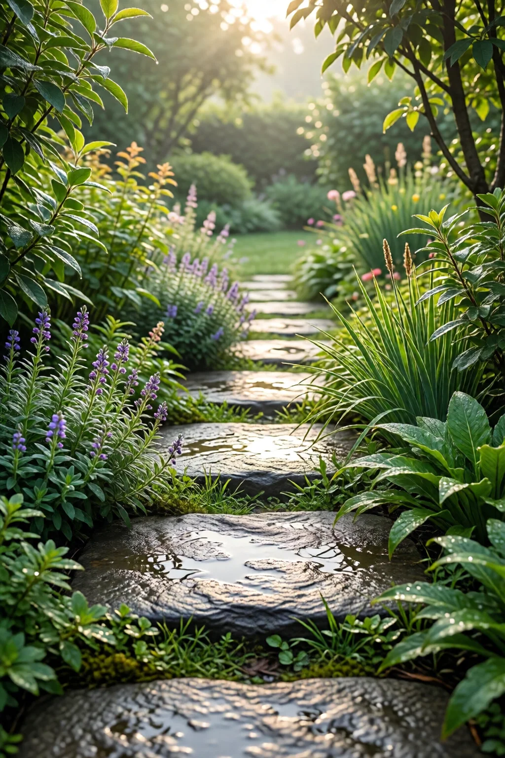 garden pathway ideas with stepping stones