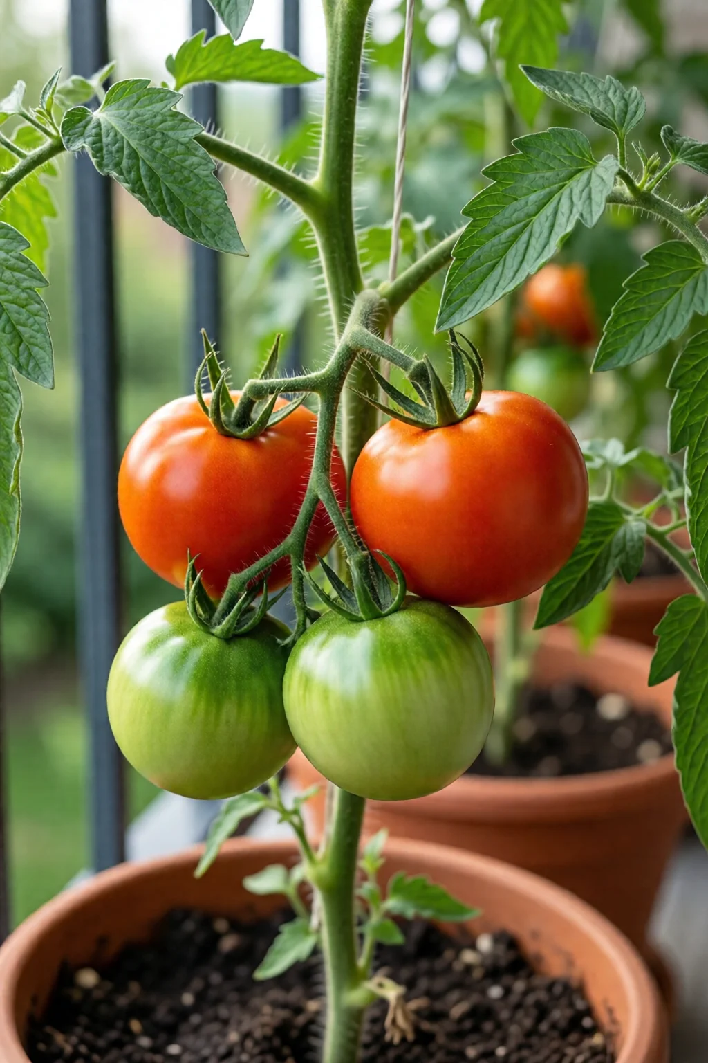 growing tomatoes in pots on balcony