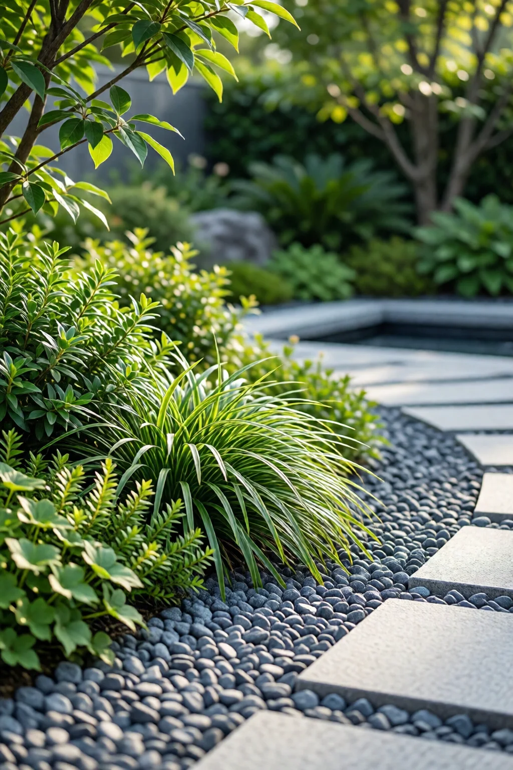 modern garden design with gravel