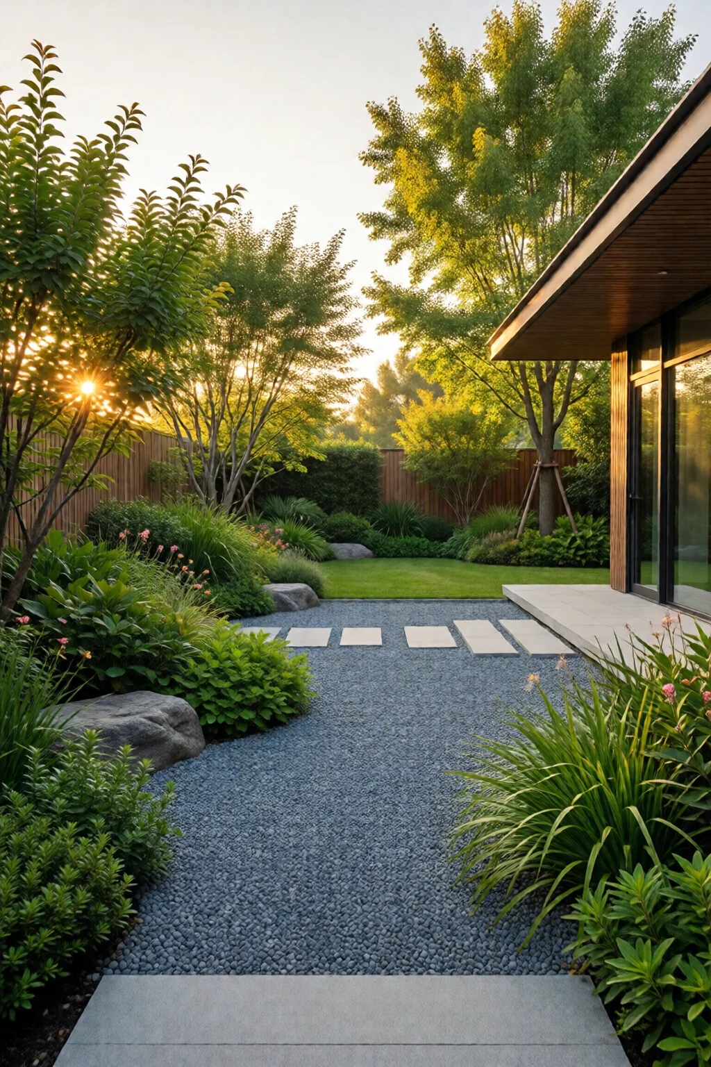 modern garden design with gravel