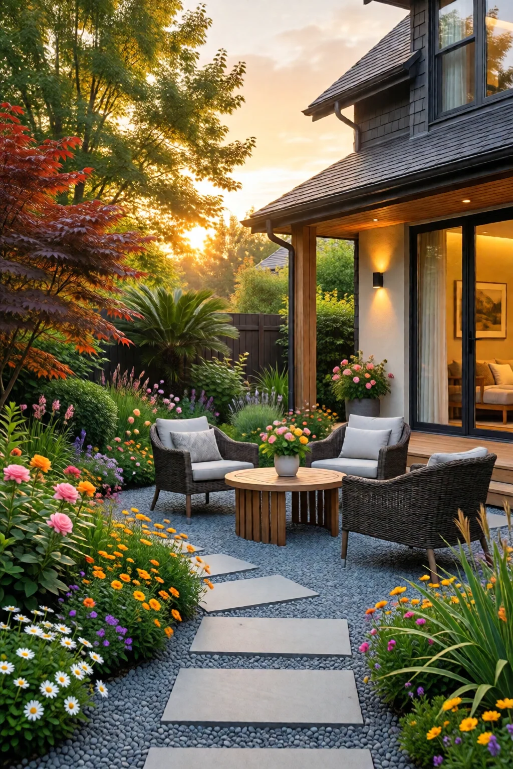 modern garden design with gravel