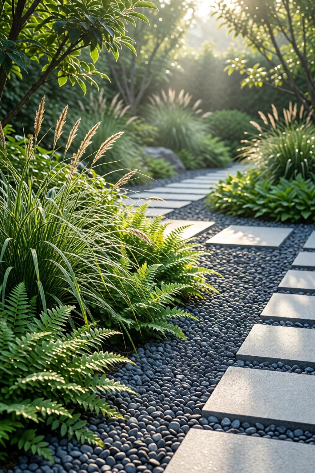 modern garden design with gravel