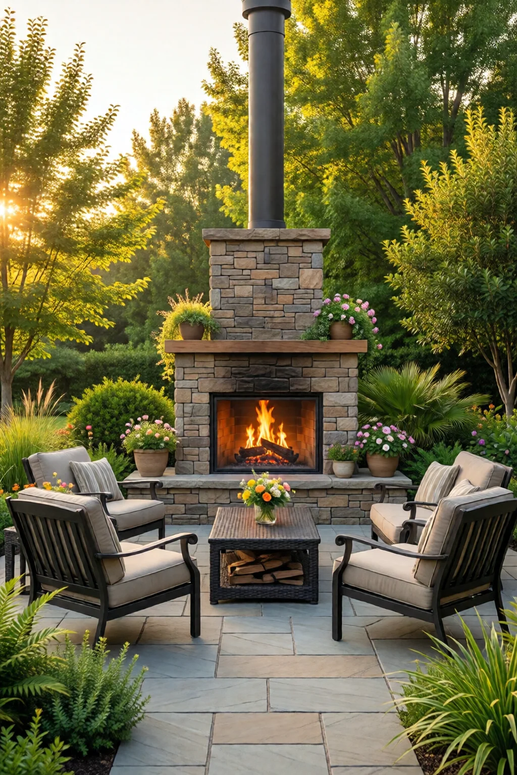 outdoor fireplace ideas for patio