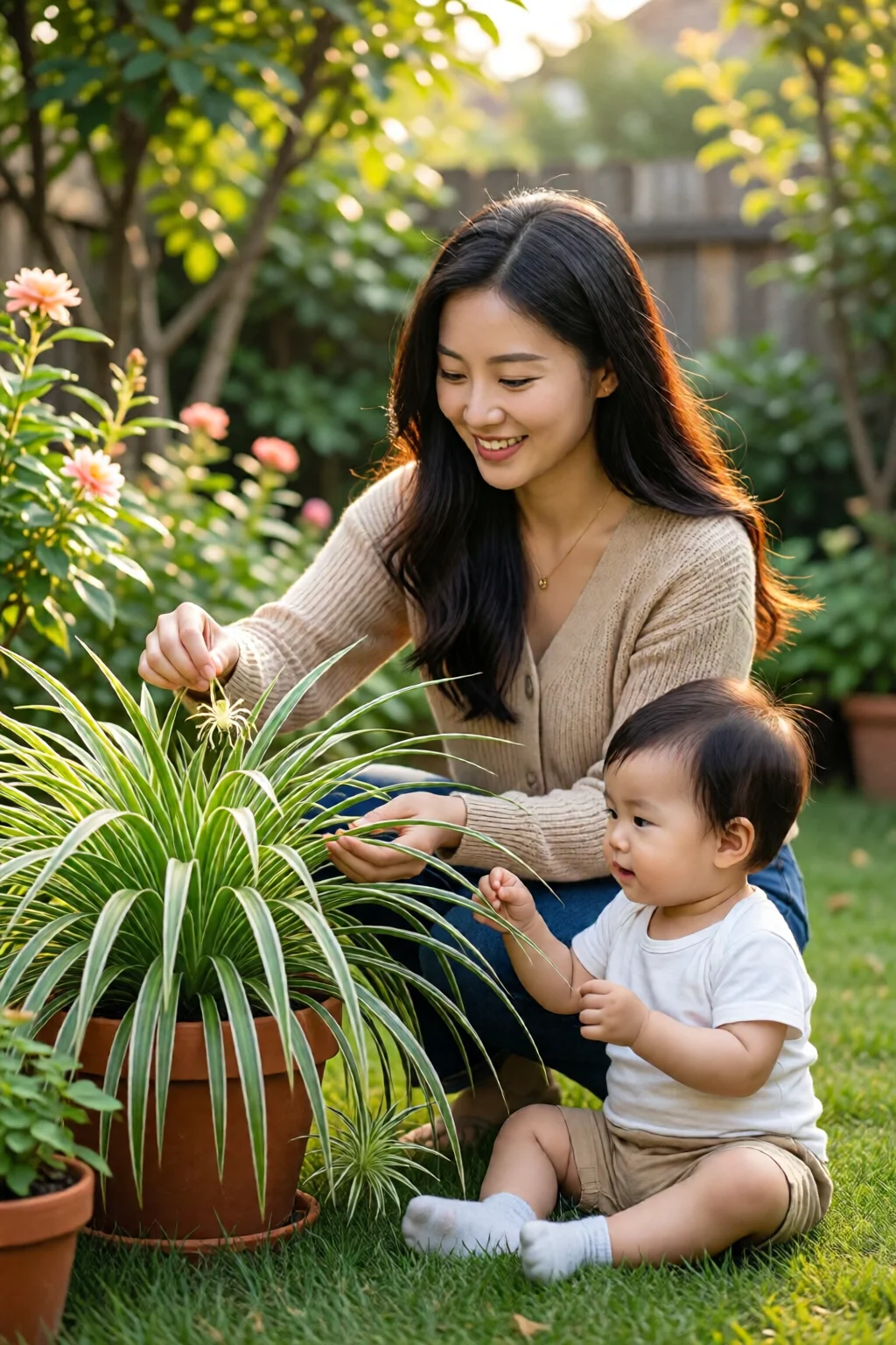spider plant care and babies